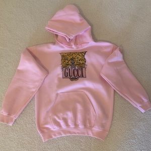 Guci Inspired Pink Sweatshirt Hoodie Size Small